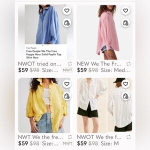 NWOT 4 we the free poplin tops price is firm listings w pics are in my closet💓